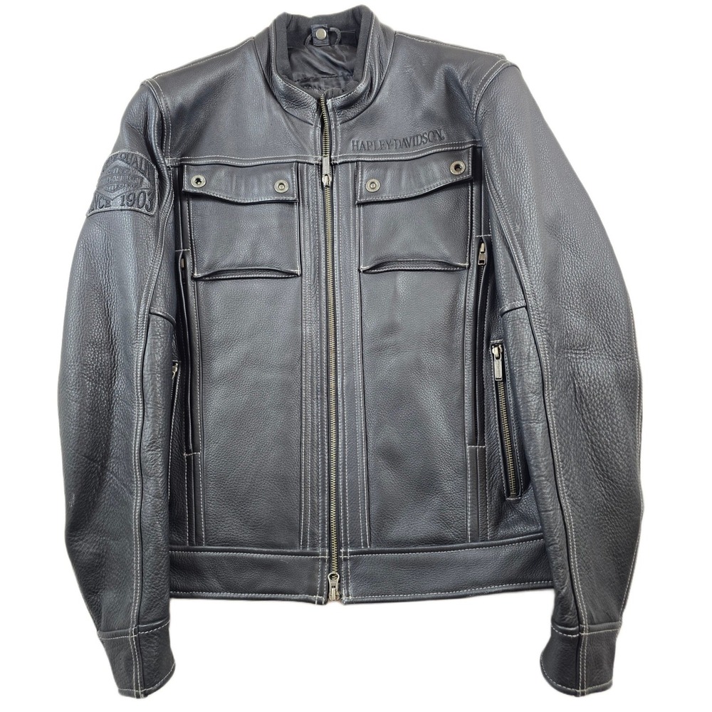 Harley-Davidson Leather Moto Jacket Men Small Black Cowhide Cafe Racer Generator